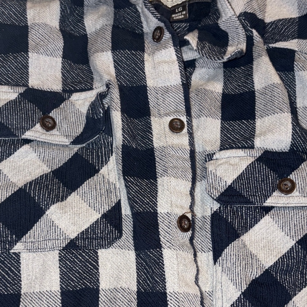 Men's Blue Plaid long sleeve Shirt size large - Picture 6 of 9